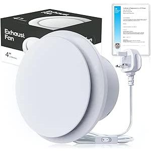 Bathroom Fan 150 mm Strong Ventilation Toilet Fan 310 m³/h Bathroom Fan with 1 m Power Cord Silent Bathroom Fan for Kitchen, Toilet, Garage and Attics