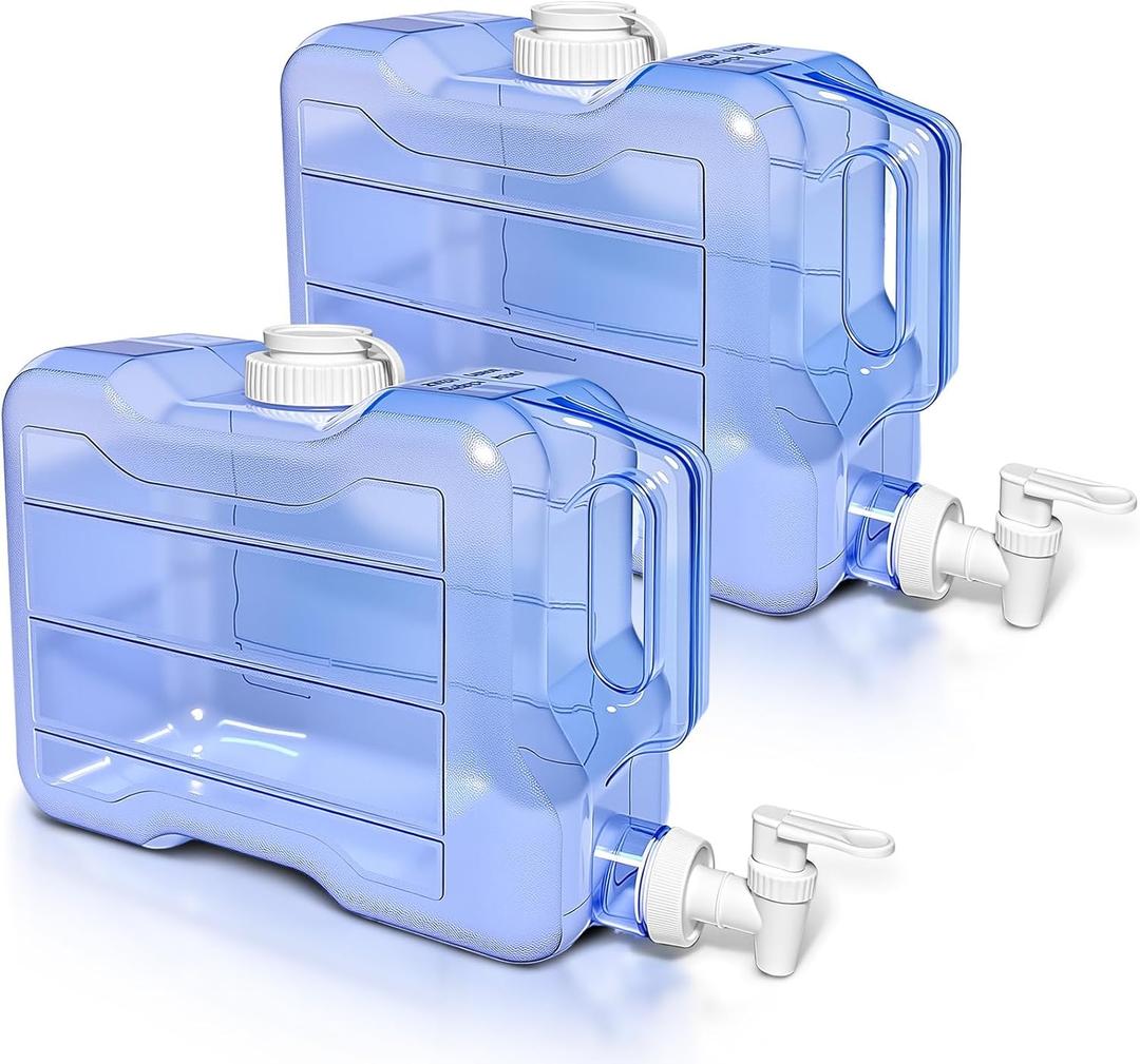 2 Pack Fridge Water Dispensers Bottle with Leak-proof Spigot and Convenient Handle Reusable Plastic Juice Beverage Dispenser Water Jug for Party Refrigerator Drink Iced Tea Juice Storage (1.5 Gallon)