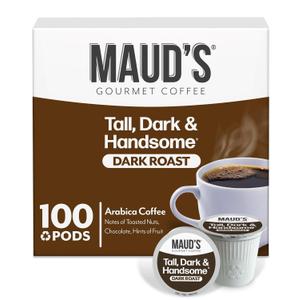 Maud's Dark Roast Coffee Pods, 100ct, Single Serve Pods 100% Arabica Coffee, Compatible with Keurig K Cups Maker (EXP 12/31/26)