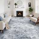 WITSHOCK 10x12 Area Rugs for Living Room: Machine Washable - Non Slip Modern Abstract Rug for Bedroom Under Dining - Stain Resistant for Household - Pet Owners (Blue)