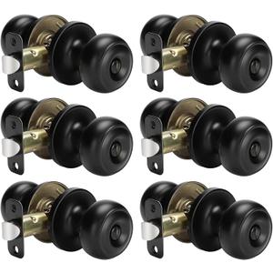 Haidms 6 Pack Matte Black Door Knobs Interior Privacy, Black Interior Door Knobs for Bedroom or Bathroom Classic Round Doorknobs Hardware
