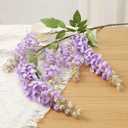 4pcs 47.2-inch Artificial Fake Wisteria Hanging Flower Garland Silk Flower String Home Party Decoration White Blue Pink Purple (Purple)