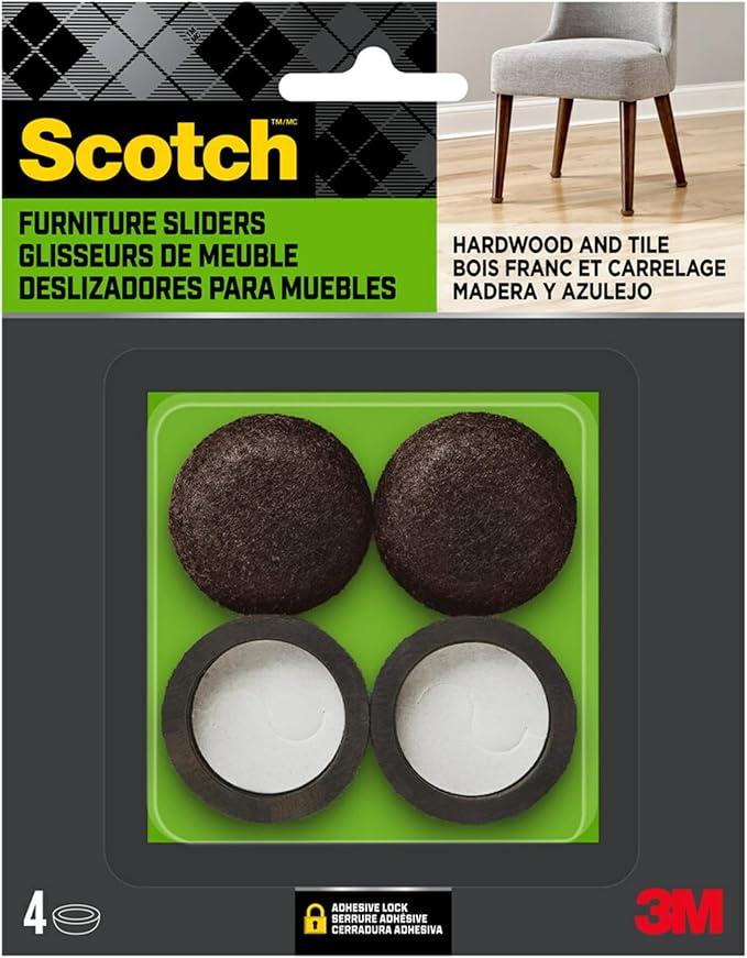Scotch Felt Pad Cups, 1-Pack 1-1/4 in. Round, Adhesive Chair Leg Floor Protector for Hardwood Floors and Tile