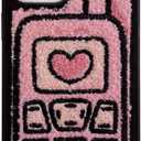 Compatible with iPhone 13 Case 6.1inch,Cute Embroidered Cellphone Furry Plush Phone Case,Pink Warm Fluffy Terry Texture Soft Shockproof Protective Cover for Cool Girls Women (Pink Cellphone)