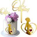 2 Pcs Pregnant Lady Cake Topper, Pregnant Women Silhouette Cake Topper Set, Pregnancy Announcement or Welcome Baby Shower Party Decor Supplies (Style 5)