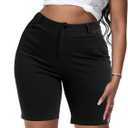 Womens Plus Size Bermuda Shorts Stretchy High Waisted Summer Casual Midi Shorts (Black, 16W)