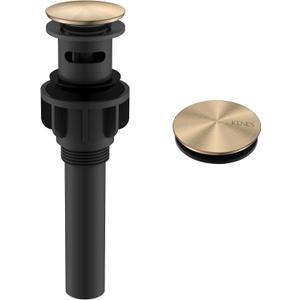 KENES Champagne Bronze Bathroom Sink Drain with Overflow, Pop Up Bathroom Sink Drain Assembly Anti Clog Pop Up Drain Stopper Lavatory Bathroom Vanity Sink Drain