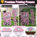 Graduation Yard Sign Class of 2026 Decorations, 4pcs Pink and White Glittering Congrats Grad 2026 Lawn Yard Sign with Stakes for Girl High School College Indoor Outdoor Graduation Party Decor Supplies