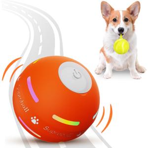 PetDroid Interactive Dog Toys Dog Ball, [Newly Upgraded] Durable Motion Activated Automatic Rolling Ball Toys for/ Small/ Medium/ Large Dogs, USB Rechargeable(Orange)