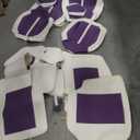 Huidasource Car Seat Covers Full Set, Universal Fit for Most Cars SUV Trucks, Full Coverage Nappa Leather Seat Cover, Airbag, Cupholder Compatible, Seat Function Retain, White&Purple