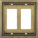 Henne Bery Sunken Pearls Heavy Duty Decorative Wall Plate Switch Plate Outlet Cover (Double Decorator, Antique Brass)