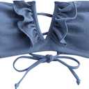 ZAFUL Women's Strapless Bandeau Bikini Top Ribbed V Wired Lace Up Ruffle Tie Swimsuits Bathing Suits Only Top (Medium, 0-purple)