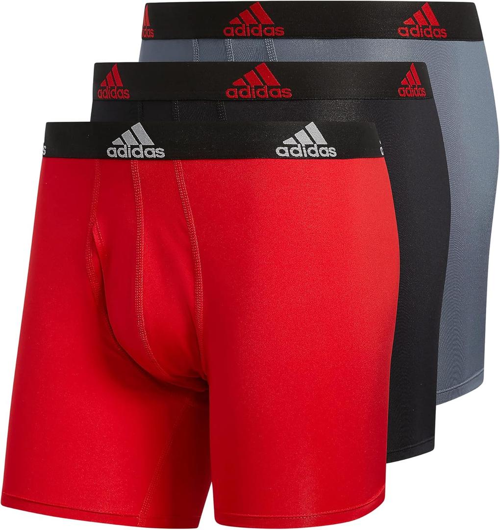 adidas Men's Microfiber Boxer Brief, Performance Boxer Briefs Underwear Pack for Men (Medium, Scarlet Red/Black/Onix Grey/P)