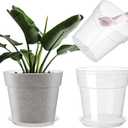 Baderke 3 Pack Clear Nursery Pot Plastic Nursery Pot Large Plant with Drainage Holes for Root Health Indoor Outdoor (13.65 Inch)