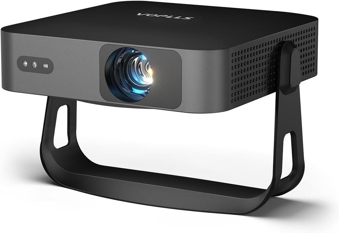 360Adjustable Stand & Auto Focus/KeystoneMini Projector with WiFi and Bluetooth, Native 1080P Portable Outdoor Movie Projector, VOPLLS Home Projector 4K Support for HDMI/USB/AV/Phone/Laptop