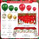 9 x 129Pcs There's Some Ho Ho Hos In This House Party Decorations Merry Christmas Balloon Arch Kit Includes Funny Xmas Banner, Xmas Themed Balloons and Tablecloths for Merry Friendsmas Party