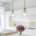 Zeyu Modern Gold Pendant Light, 1-Light Glass Hanging Light for Kitchen Dining Room, Clear Glass Shade, Black and Gold Finish, ZG33M1L BK+BG