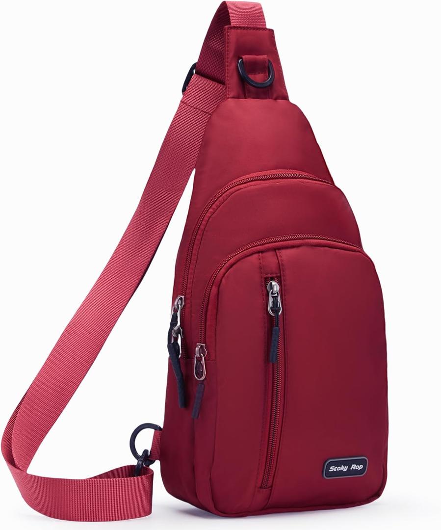 Seoky Rop Small Sling Bag Crossbody for Men Women One Strap Shoulder Cross Body Bag Sling Backpack for Travel (01-dark Red)