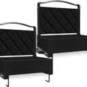 Stadium Seats with Back Support Cushion, Folding Stadium Seats for Bleachers Hold up 400lbs, Wide Bleacher Seat with Shoulder Strap & Handle Comfort for Sports Events (Black, 2pcs)