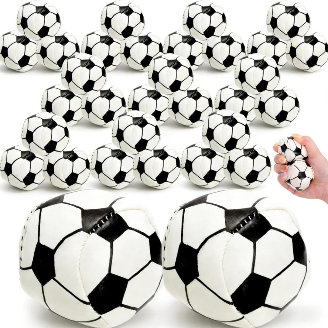 30 Pack Juggling Balls, 2" Plastic Juggling Bean Bags, Mini Juggle Balls, Soft Hand Catch Ball, Contact Juggling Ball for Beginners and Professionals, Soccer Design, Black & White