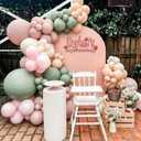 Dusty Pink and Green Balloon Garland Arch Kit, 151Pcs Pink Misty Sage Green Pastel Balloon Neutral Balloons for Boho Baby in Bloom Baby Shower Birthday Wedding Gender Reveal Party Decorations