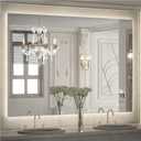 Keonjinn Backlit Mirror 40 x 32 Inch LED Mirror Bathroom Vanity Mirror with Lights 3-Color Warm/Natural/White High Lumens 6418LM, Anti-Fog Wall Mounted Dimmable Lighted Makeup Mirror