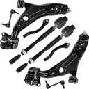 Front Lower Control Arm w/Ball Joint Bushing Sway Bar Inner Outer Tie Rod End Link Boot#OEM K620487 K620486#10pcs Suspension Kit Replacement for 2007-2014 Ford Edge 2007-2015 Lincoln MKX