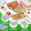 4 Pack 14 oz Stainless Steel Snack Containers, 2 Compartment Leakproof Metal Bento Box with Silicone Lids, Divided Food Storage for Meal Prep, Portion Control, Lunch, Travel, Camping