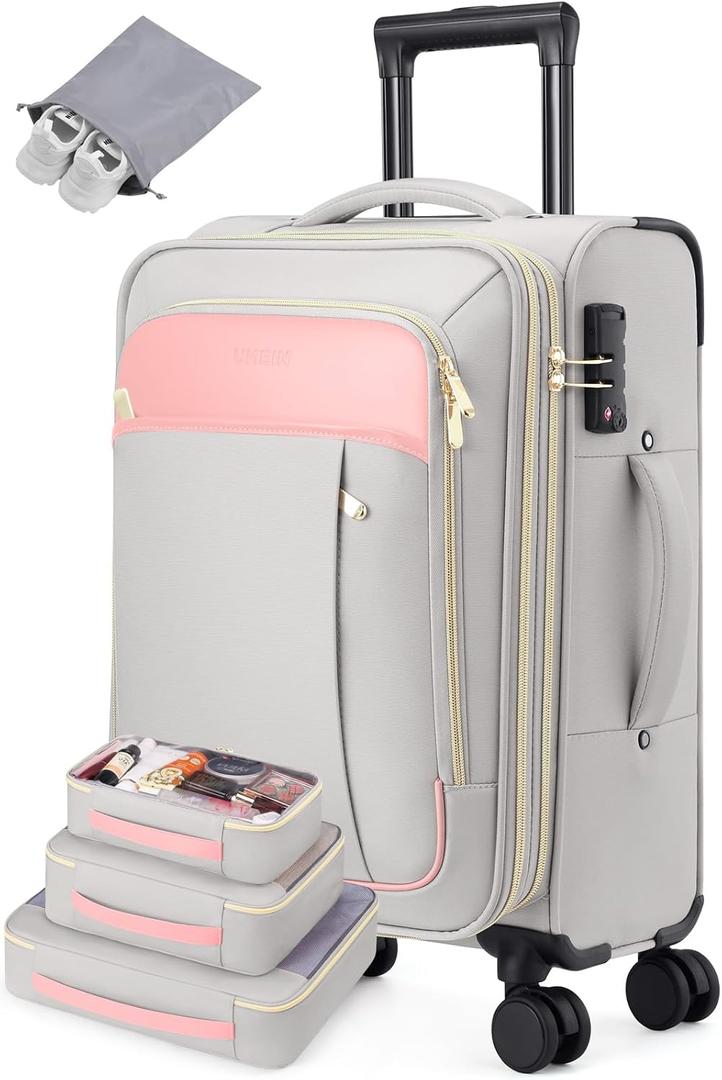 Softside Expandable Carry On Luggage, 20in Carry on Suitcase with Wheels