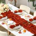 Preboun 26 Pcs Thanksgiving Table Decorations Includes 12 Cheesecloth Napkins 2 Terracotta Table Runner 12 Gold Metal Napkin Rings Bulk Rustic Wedding Thanksgiving Party Decoration Home (Leaf)