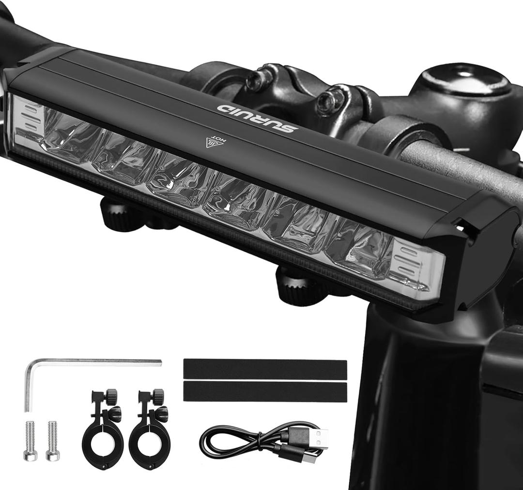 Suruid Super Bright LED Bike Light, USB Rechargeable Bicycle Headlight-4 Modes, Waterproof Bike Headlight, Daytime Running Light, MTB Off-Road Cycling Commuting