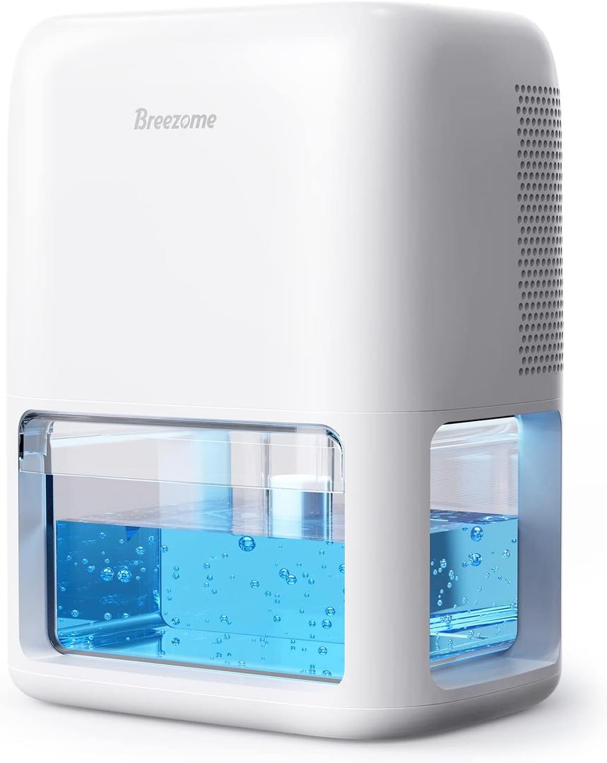 BREEZOME 60 OZ Dehumidifiers for Home, Dual-Semiconductor Quiet Dehumidifier with Timer Sleep Mode Auto-Off 7 Colors Light Portable Small Dehumidifiers for Bathroom, Cloakroom, RV (White)