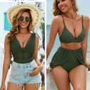 BMJL Womes One Piece Swimsuit Mesh Bathing Suit Tummy Control Swimsuits Plunge Bikini Tops 2025(M,Army Green)
