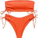 Swim Suits for Women 2025 Strapless Bathing Suits Bandeau Bikini Set 2 Piece (Medium, Orange)