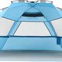 Pacific Breeze Easy Setup Beach Tent, SPF 50+ Pop Up Beach Tent Provides shelter from The Sun for 4+ People
