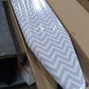 Amazon Basics Height Adjustable Full-Size Foldable Ironing Board, 4-Leg Fold-Up, Chevron Removable Cover, 60" x 14" x 38"