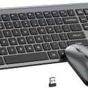 Wireless Keyboard and Mouse Combo, Full Size Keyboard and Mouse, Long Battery Life, Optical Mouse, 2.4G Lag-Free Cordless Mice Keyboard Set Ultra Slim Design for Computer, Laptop, PC, Mac, Windows (Gray Black)