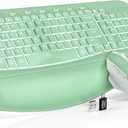 SABLUTE Ergonomic Wireless Keyboard and Mouse Combo - Wave Keyboard with Soft Leather Wrist Rest, Resistant Keys, RGB Backlit Rechargeable Set for PC/Mac/Chromebook (Green)