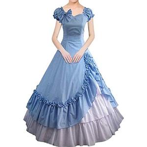 Women's Gothic Victorian Dress Vintage Civil War Ball Gown Masquerade Dresses, Large