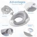 ANGELBLISS Baby Potty Training Toilet Seat with Soft Cushion Handles, Haute Collection, Double Anti-Slip Design and Splash Guard for Boys and Girls (Grey)