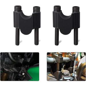 Universal 7/8" Motorcycle Handlebar Risers, 30mm Height Handle Bar Mount Clamp Adapter Compatible with Honda, Yamaha, Kawasaki, Suzuki, Dirt Bike, ATV, Scooter (Black, Pair)