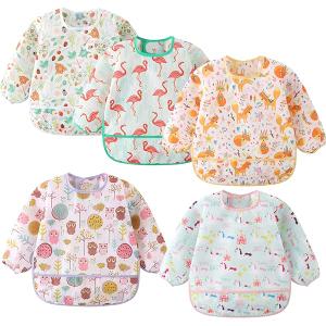 Accmor 5 Pack Long Sleeve Baby Bibs, Waterproof Sleeved Bib Smock for Baby Toddler 6-24 Months