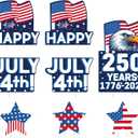 8 PCS 4th of July Yard Signs with Stakes, 250th Anniversary Independence Day Outdoor Decorations, National Flag Eagle Happy July 4th Waterproof Patriotic Stars Lawn Signs for Memorial Day Party Patio Decor