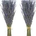 Dried Lavender 2 Bunches 100% Fresh Natural Purple Bouquet Flowers for Bathroom Photo Props Crafts Decoration, 15-17" for Shower Weeding Vase Decor, Home Fragrance(200-220 Stems(100g/3.5oz Total))