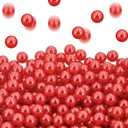 14mm 210Pcs Red Glossy Pearl Beads Vase Filler for Centerpiece, Imitation No Hole Pearls for Crafting, Bulk Faux Beads for Party Home Decor