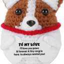 Positive Corgi Crochet Plush, Gifts for Her Him womenfriend menfriend Wife Husband, Handmade Knitted Small Thoughtful I Love You Gift Idea for Birthday Christmas Anniversary Valentines Day