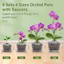 Orchid Pots with Holes and Saucers for Repotting | 4, 5, 5.6, 6 inch Clear Plastic Orchid Pots Flower Plant Pot with Stakes Clips | Breathable Slotted Orchids Planter with Drainage for Root Health