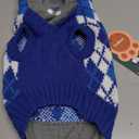 Kuoser Dog Sweater Plaid Dog Sweaters with Harness Hole, Polo Design Puppy Knitwear Fall Winter Sweater for Small Dogs, Pet Cold Weather Clothes Warm Doggie Pullover Sweatshirt, Blue S (Small (pack of 1))