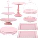 6 Pcs Pink Cake Stands Set, Cake Display Pedestal Tiered Cupcake Holder Dessert Plate Serving Tower Tray Decorative for Wedding Birthday Party Baby Shower Celebration