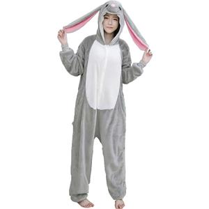 Adult Bunny Animal Cosplay Halloween Costume Pajamas, Large